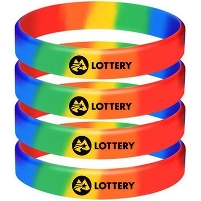 Rainbow Screen Print Silicone Wristband