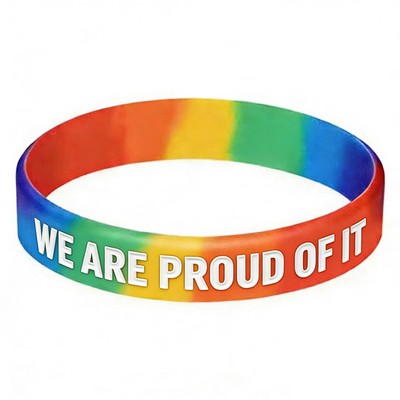 Rainbow Debossed w/ Color Filled Silicone Wristband
