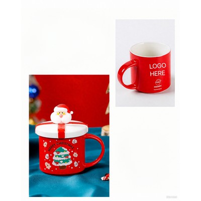 Creative Christmas Ceramic Mug Set with Lid 400ml