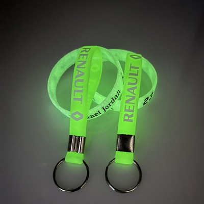 Glow in the Dark Silicone Wristband Keychain