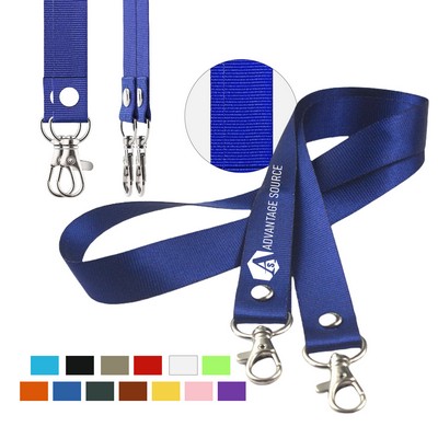 1/2" Heat Transfer Solid Color Double Lobster Clasp Lanyard
