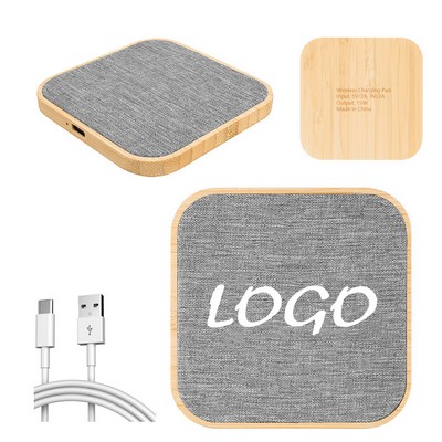 Fsc Bamboo Premium 15W Wireless Charger - Square