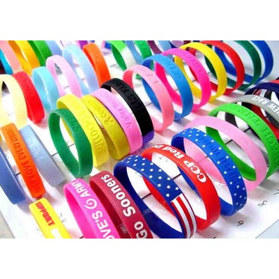 Deboss filling with color Silicone Bracelets / Wristbands