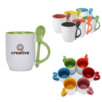 11 Oz Ceramic Mug w/Spoon