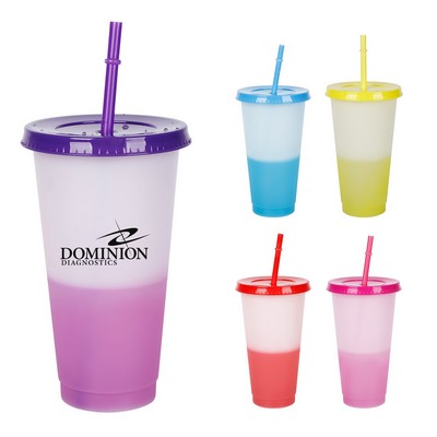 24Oz. Color Changing Cup with Lid & Straw