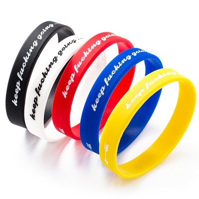 1/2" Silicone Wristbands w/Debossed Color Ink Filled